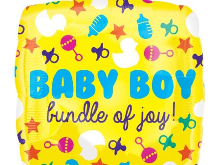 Baby Boy Icons Color Blast Square Balloon 21in For Sale