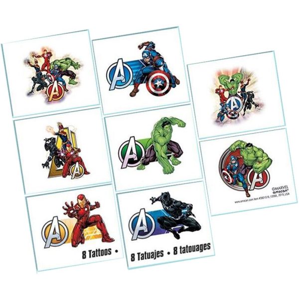 Avengers Powers Unite Tattoo Favors 8pcs Discount