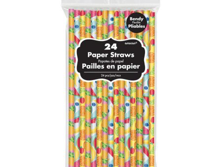 Hello Summer Printed Paper Straws 24pcs For Discount