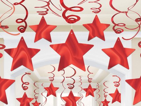 Apple Red Shooting Stars Swirl Decorations 30pcs Online