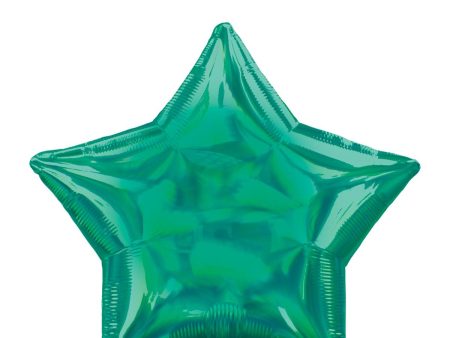 Green Iridescent Star Foil Balloon 45cm on Sale