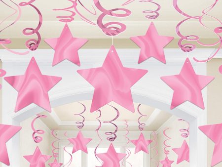 New Pink Shooting Stars Swirl Decorations 30pcs Online