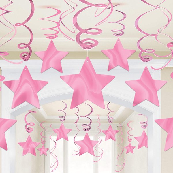 New Pink Shooting Stars Swirl Decorations 30pcs Online