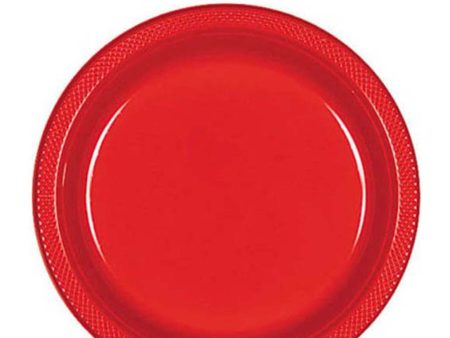 Apple Red Plastic Plates 9in, 20pcs on Sale