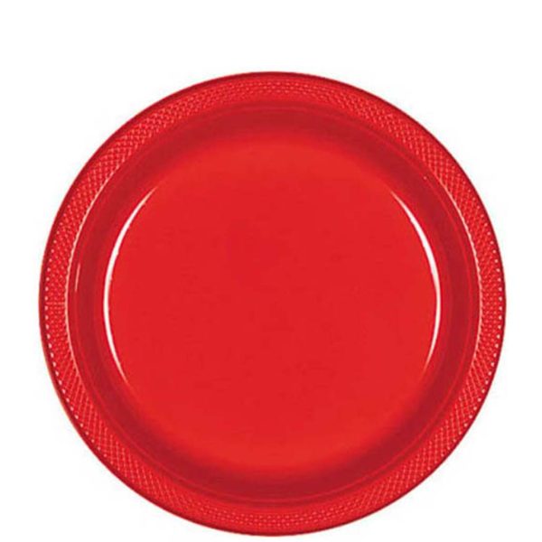 Apple Red Plastic Plates 9in, 20pcs on Sale