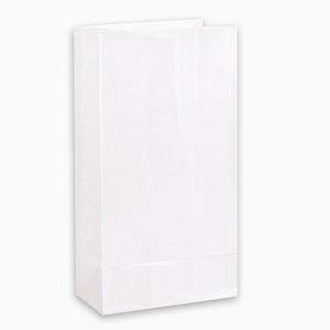 White Packaged Paper Bags 10in, 12pcs Discount