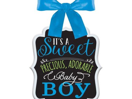 Baby Shower Boy Sign - Ribbon Bow Hanger For Cheap