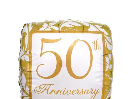 50th Anniversary Gold Elegant Square Balloon 45cm Fashion