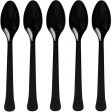 Jet Black Heavy Weight Plastic Spoons 20pcs Online Sale