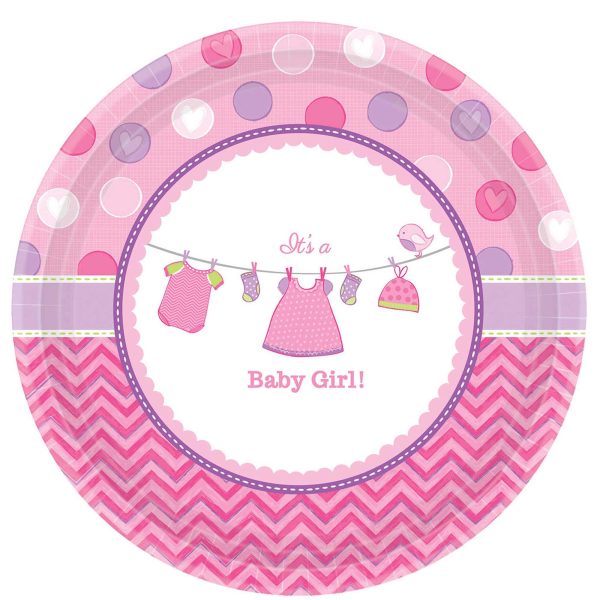 Baby Shower With Love Girl Plates 10.50in, 8pcs Online