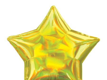 Yellow Iridescent Star Foil Balloon 45cm Online