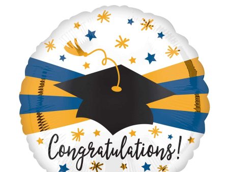 Blue & Gold Graduation Foil Balloon 43cm Online Sale