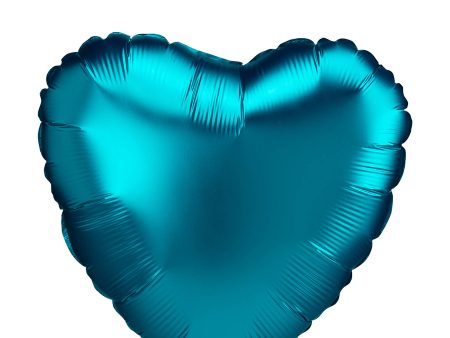 Aqua Satin Luxe Heart Foil Balloon 45cm Discount