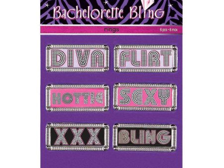 Bachelorette Bling Rings 8pcs For Cheap