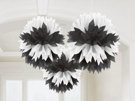 Black & White Fluffy Decorations 3pcs Discount