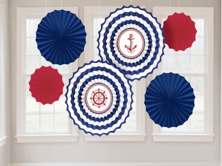 Anchors Aweigh Nautical Paper Fan Decoration 6pcs Online Sale