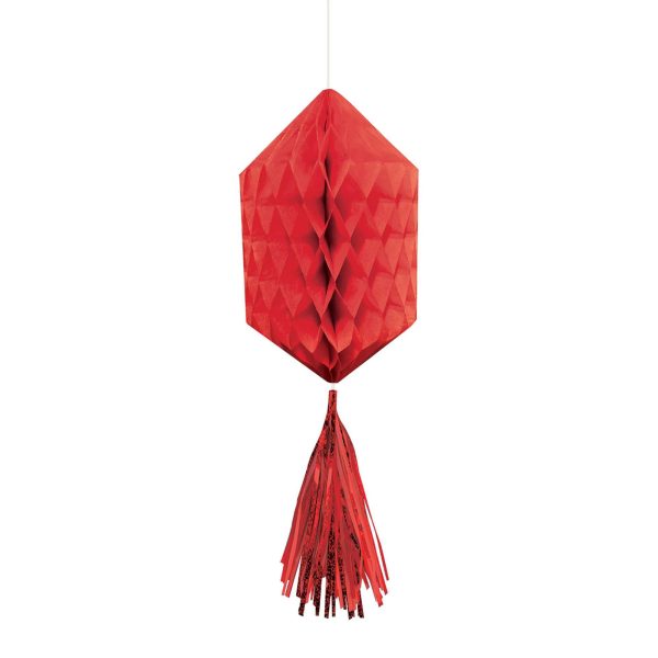 Apple Red Mini Honeycomb With Foil Tassels 3pcs Discount