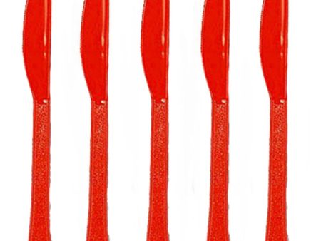 Apple Red Heavy Weight Plastic Knives 20pcs Online