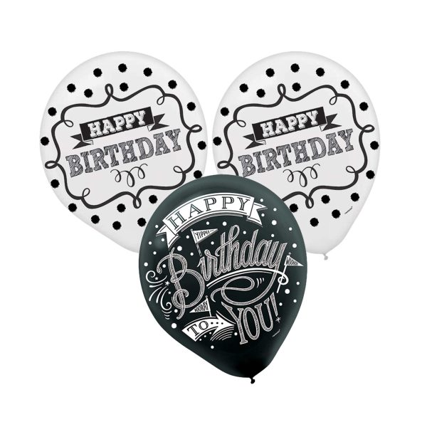 Chalkboard Birthday Latex Balloons 15pcs For Cheap