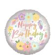 Boho Birthday Satin Flowers Foil Balloon 45cm Online Sale