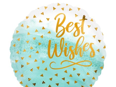 Best Wishes Gold Confetti Foil Balloon 45cm For Sale