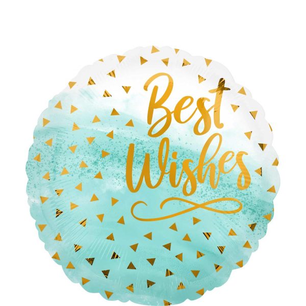 Best Wishes Gold Confetti Foil Balloon 45cm For Sale