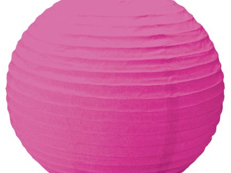 Bright Pink Paper Lantern With Metal Frame 39cm For Sale