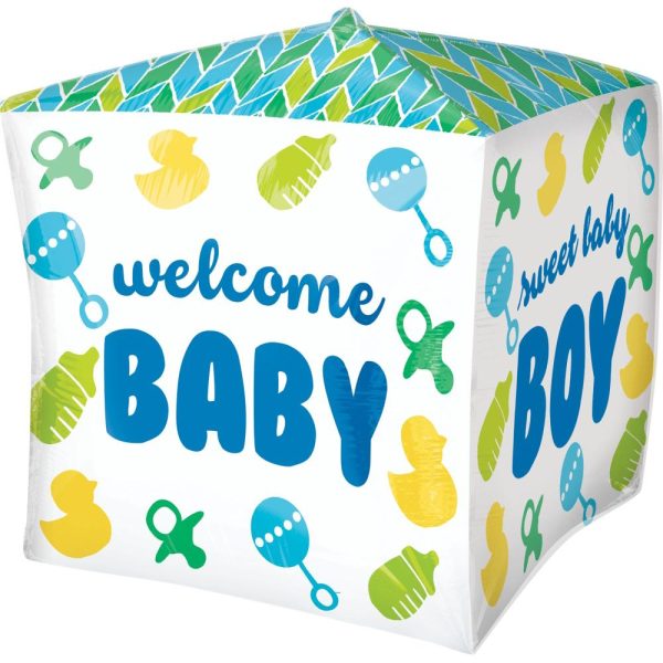 Baby Boy Chevron & Icons UltraShape Cubez Balloon 38cm Online Hot Sale