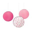 Baby Girl Printed Round Paper Lanterns 9.5in 3pcs Hot on Sale