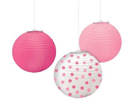 Baby Girl Printed Round Paper Lanterns 9.5in 3pcs Hot on Sale