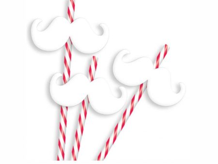 Christmas Moustache Straws 9in, 12pcs Online Sale