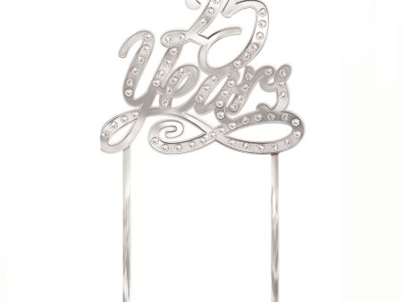 25 Years Silver Plastic Cake Topper Online now