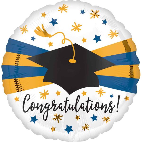 Blue & Gold Graduation Jumbo Foil Balloon 71x71cm Online Hot Sale