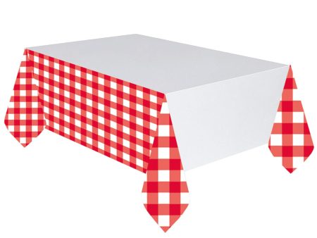 American Summer Red Gingham Plastic Tablecover Fashion