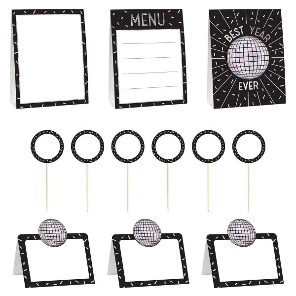 Black & Silver New Year Eve Buffet Decorating Kit 12pcs on Sale