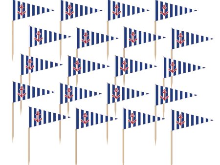 Anchors Aweigh Picks With Paper Flags 36pcs Discount