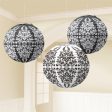 Black Damask Printed Lanterns 3pcs Fashion