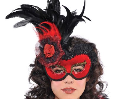 Adult Red Lolita Feather Mask Online