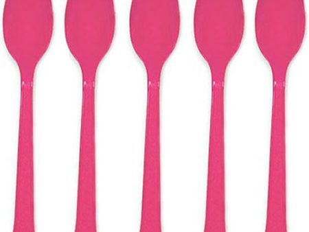 Bright Pink Heavy Weight Plastic Spoons 20pcs Online Hot Sale