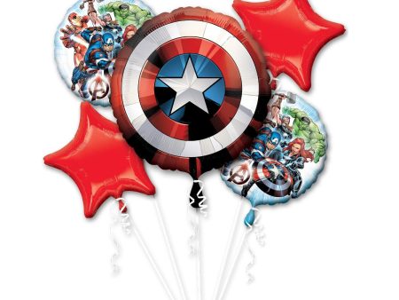 Avengers Shield Balloon Bouquet, 5pcs Online now