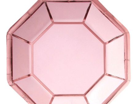 Blush Wedding Octagon Metallic Paper Plates 10in, 8pcs Online Hot Sale