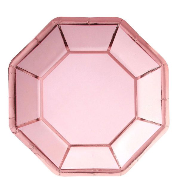 Blush Wedding Octagon Metallic Paper Plates 10in, 8pcs Online Hot Sale