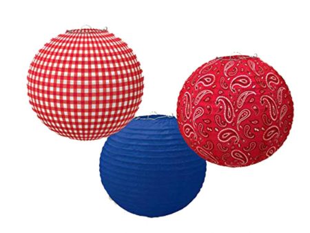 Bandana and Blue Jeans Western Round Paper Lanterns 9.5in Hot on Sale