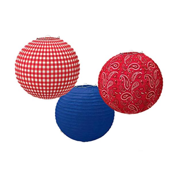 Bandana and Blue Jeans Western Round Paper Lanterns 9.5in Hot on Sale