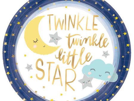 Baby Shower - Twinkle Little Star Metallic Paper Plates 10.50in, 8pcs Discount