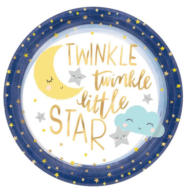 Baby Shower - Twinkle Little Star Metallic Paper Plates 10.50in, 8pcs Discount