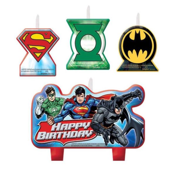 Justice League Birthday Candle Set 4pcs For Cheap