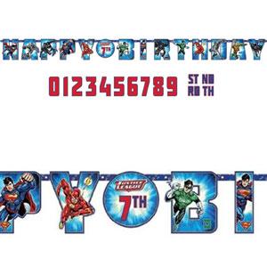 Justice League Add-An-Age Letter Banner Discount