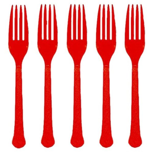 Apple Red Plastic Forks 20pcs Online Sale