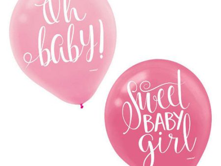 Baby Shower - Floral Baby Girl Latex Balloons 12in, 15pcs Online Sale